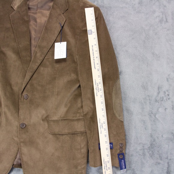 Stafford Mens 42R Brown Taupe Corduroy Sport Coat Blazer Elbow‎ Patch - Picture 9 of 16